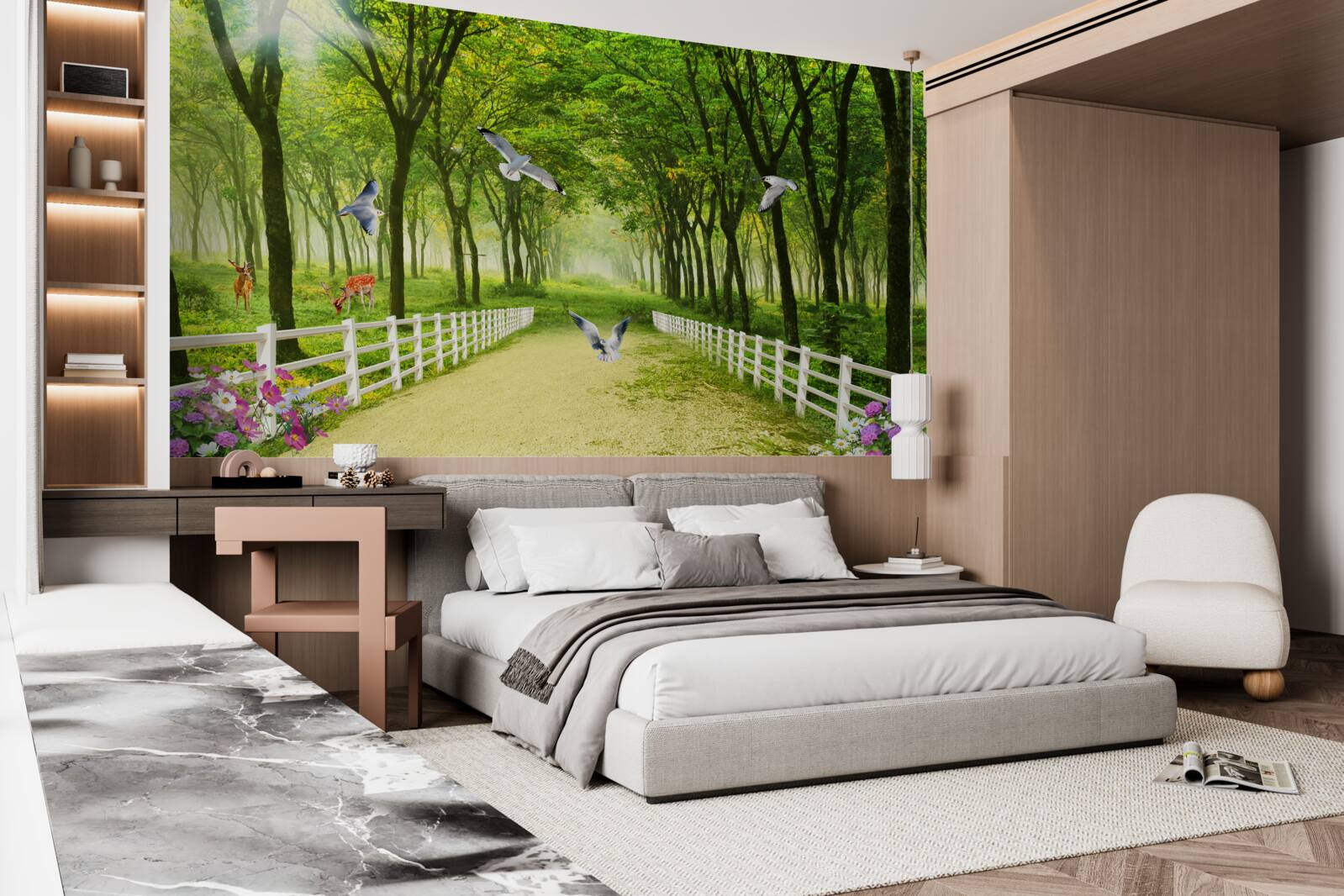 Фотошпалери у лісі голуби вітають теплі промені сонця