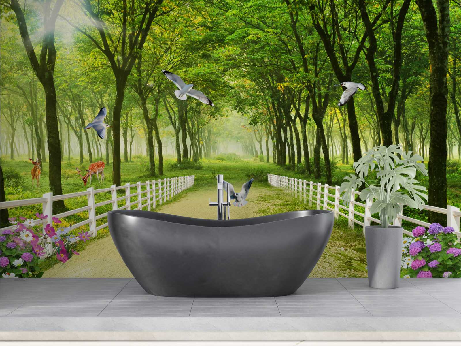 Фотошпалери у лісі голуби вітають теплі промені сонця