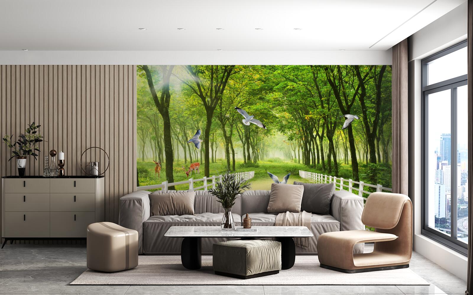 Фотошпалери у лісі голуби вітають теплі промені сонця