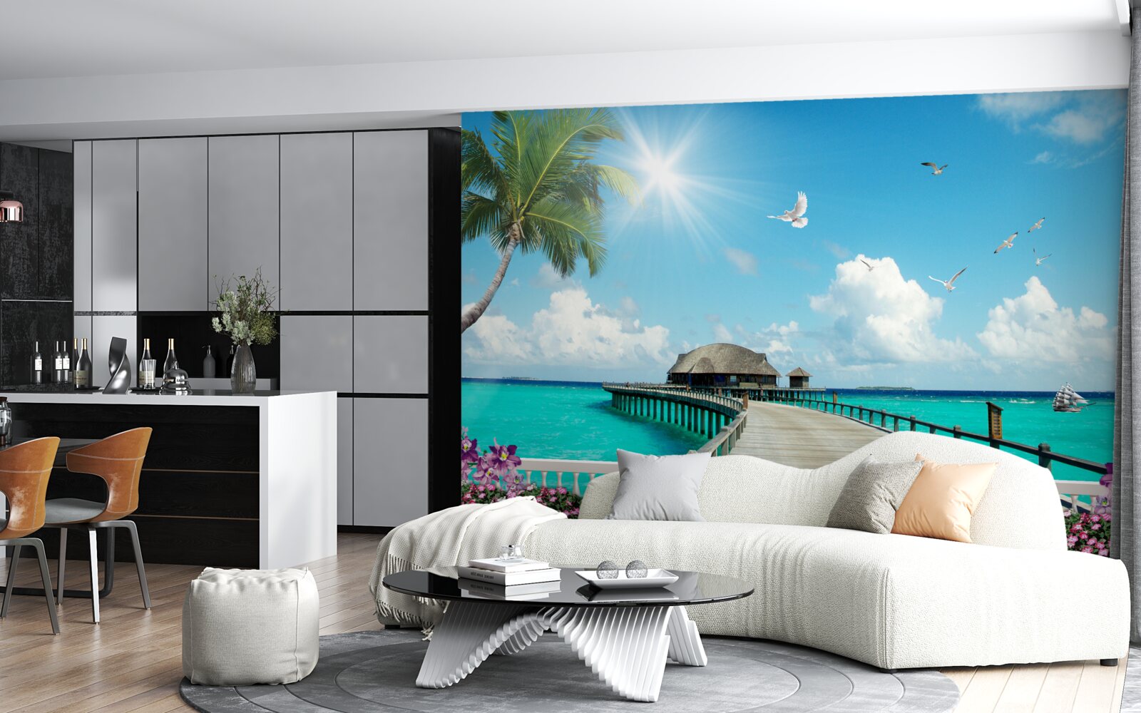 Фотошпалери пірс, що веде до бухти