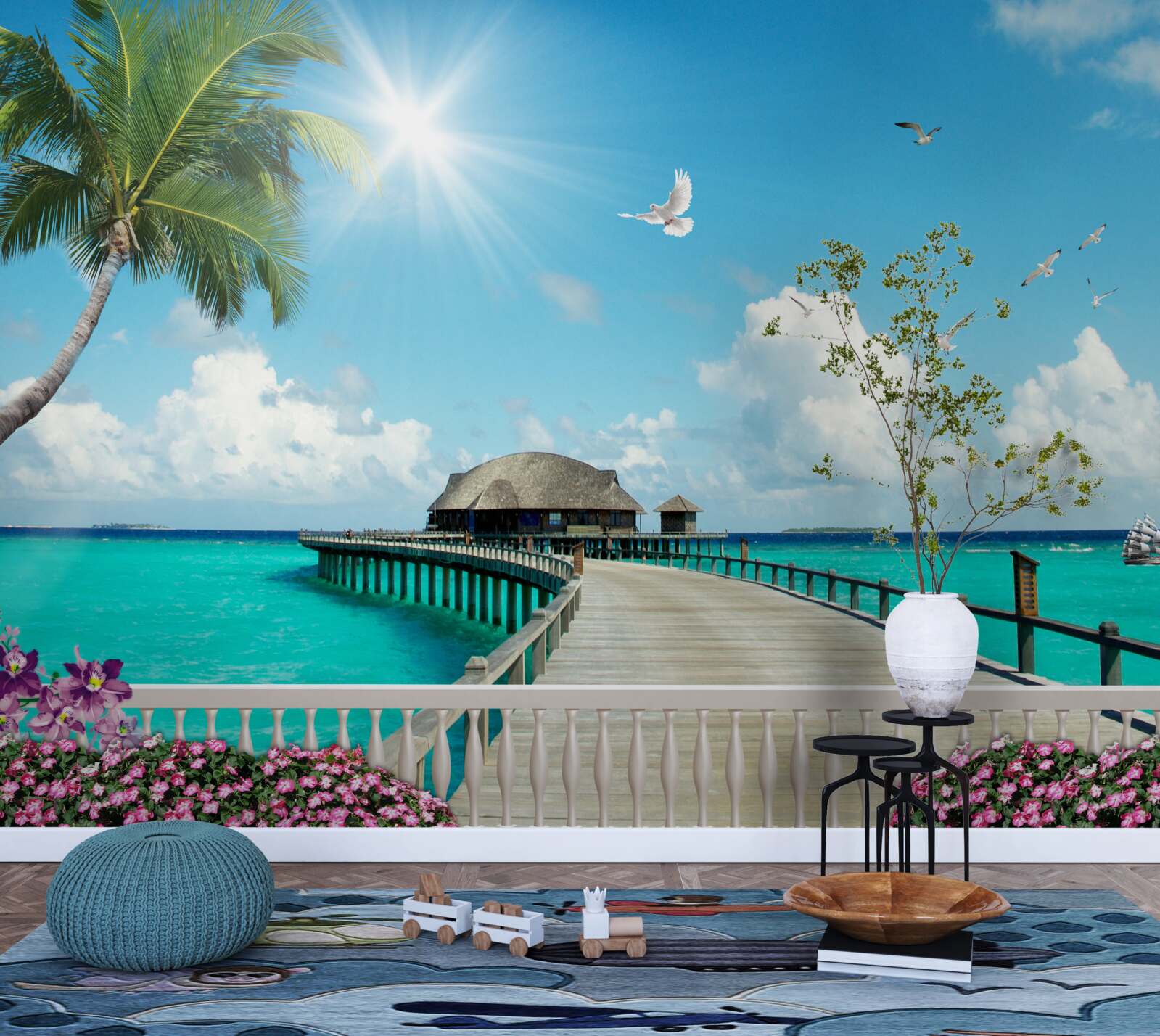 Фотошпалери пірс, що веде до бухти