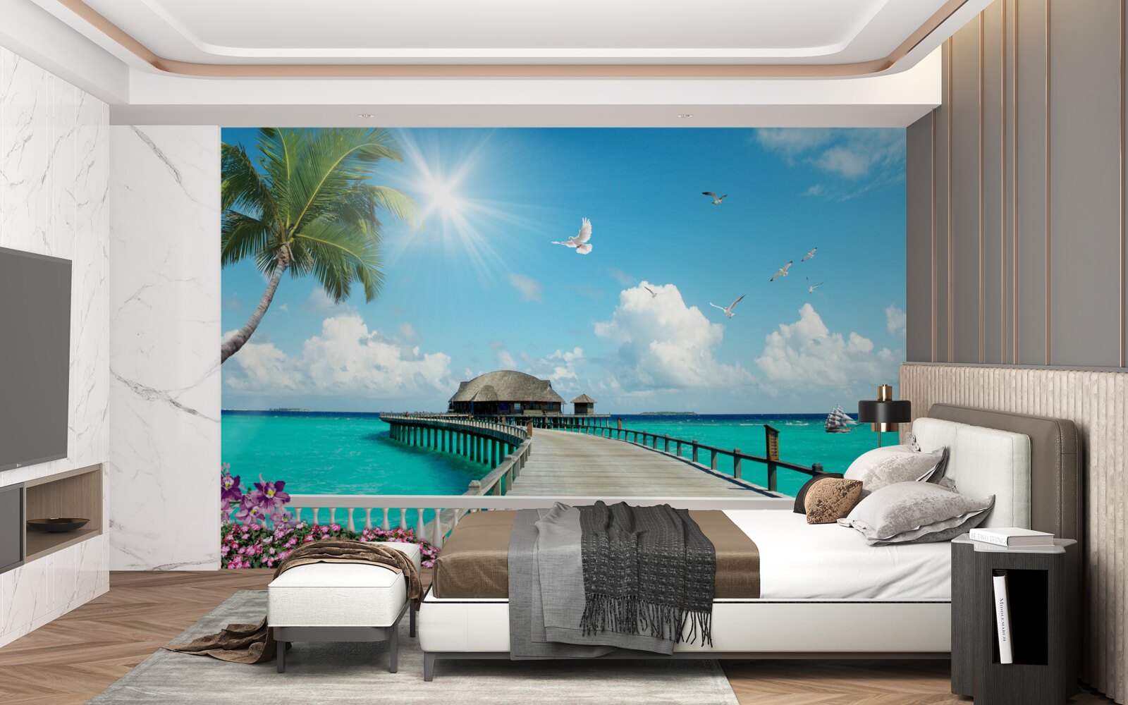 Фотошпалери пірс, що веде до бухти