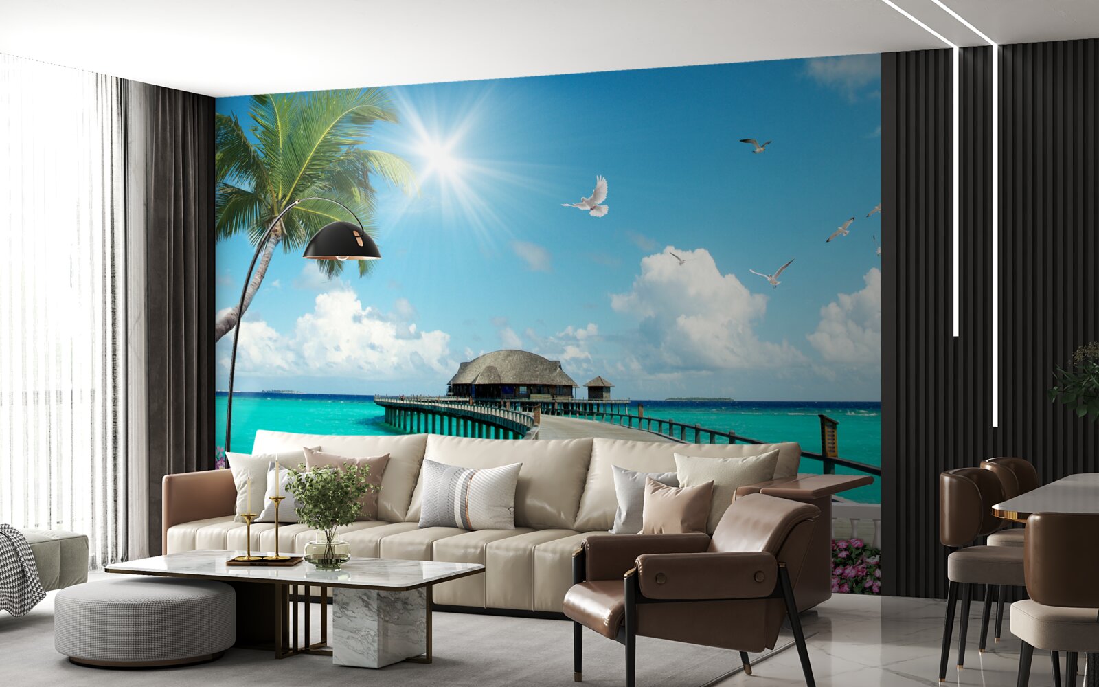 Фотошпалери пірс, що веде до бухти