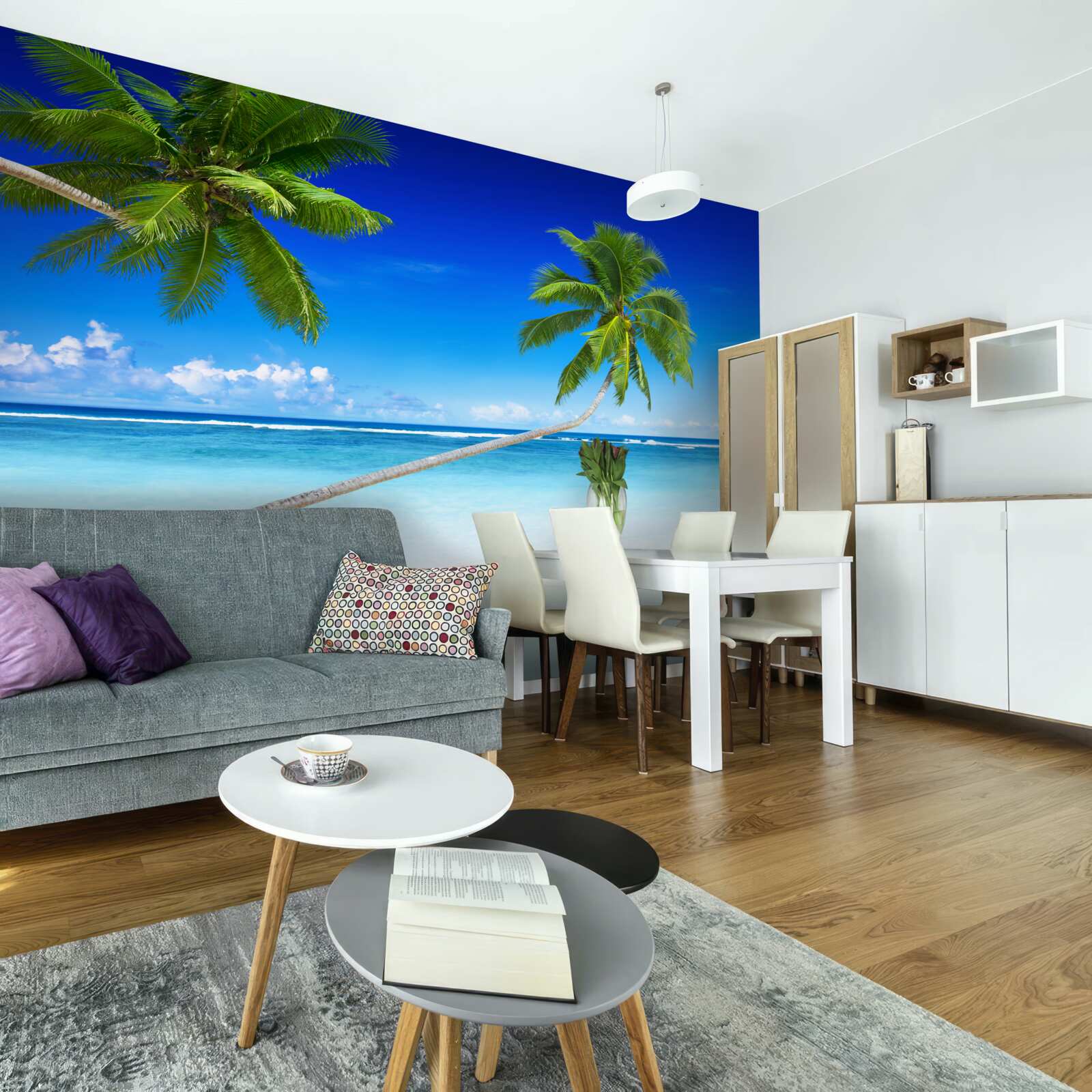 Фотошпалери тропічний пляж і пальми, де панує тиша