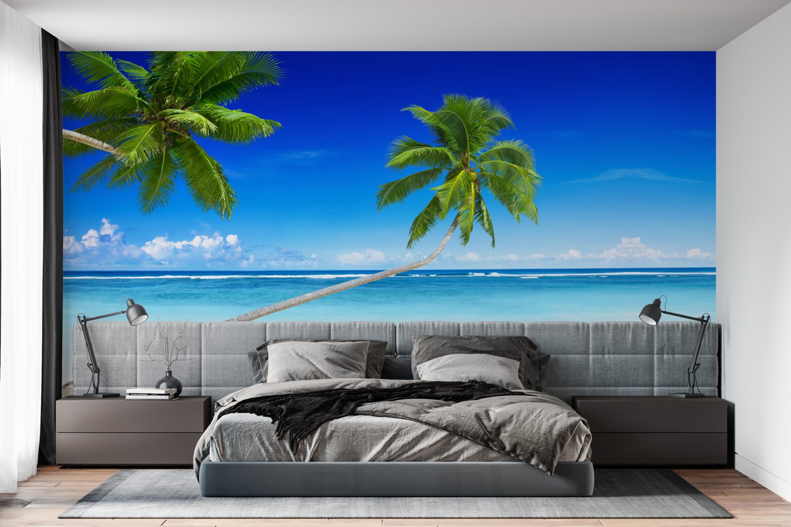 Фотошпалери тропічний пляж і пальми, де панує тиша