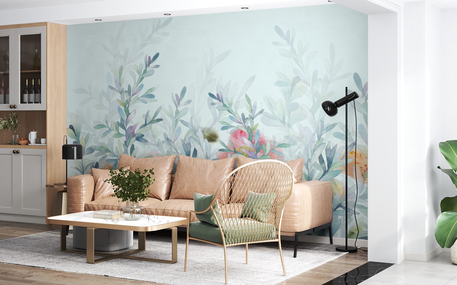 Фотошпалери квіти з ніжним, небесним відтінком