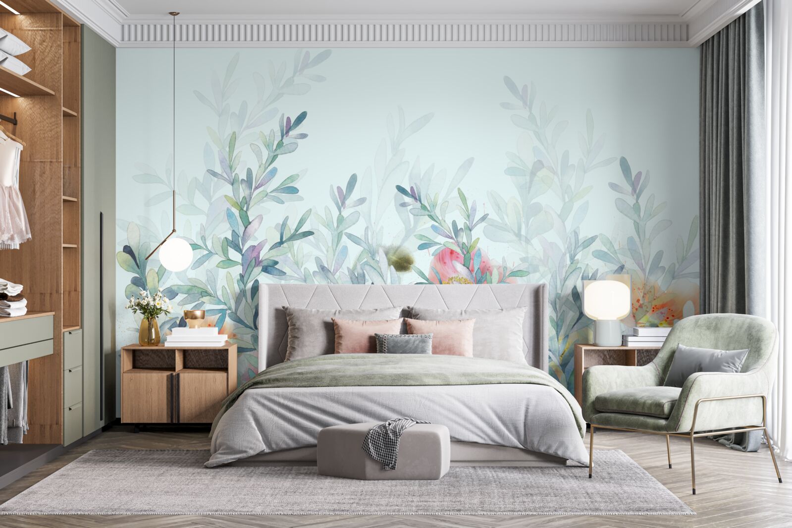 Фотошпалери квіти з ніжним, небесним відтінком