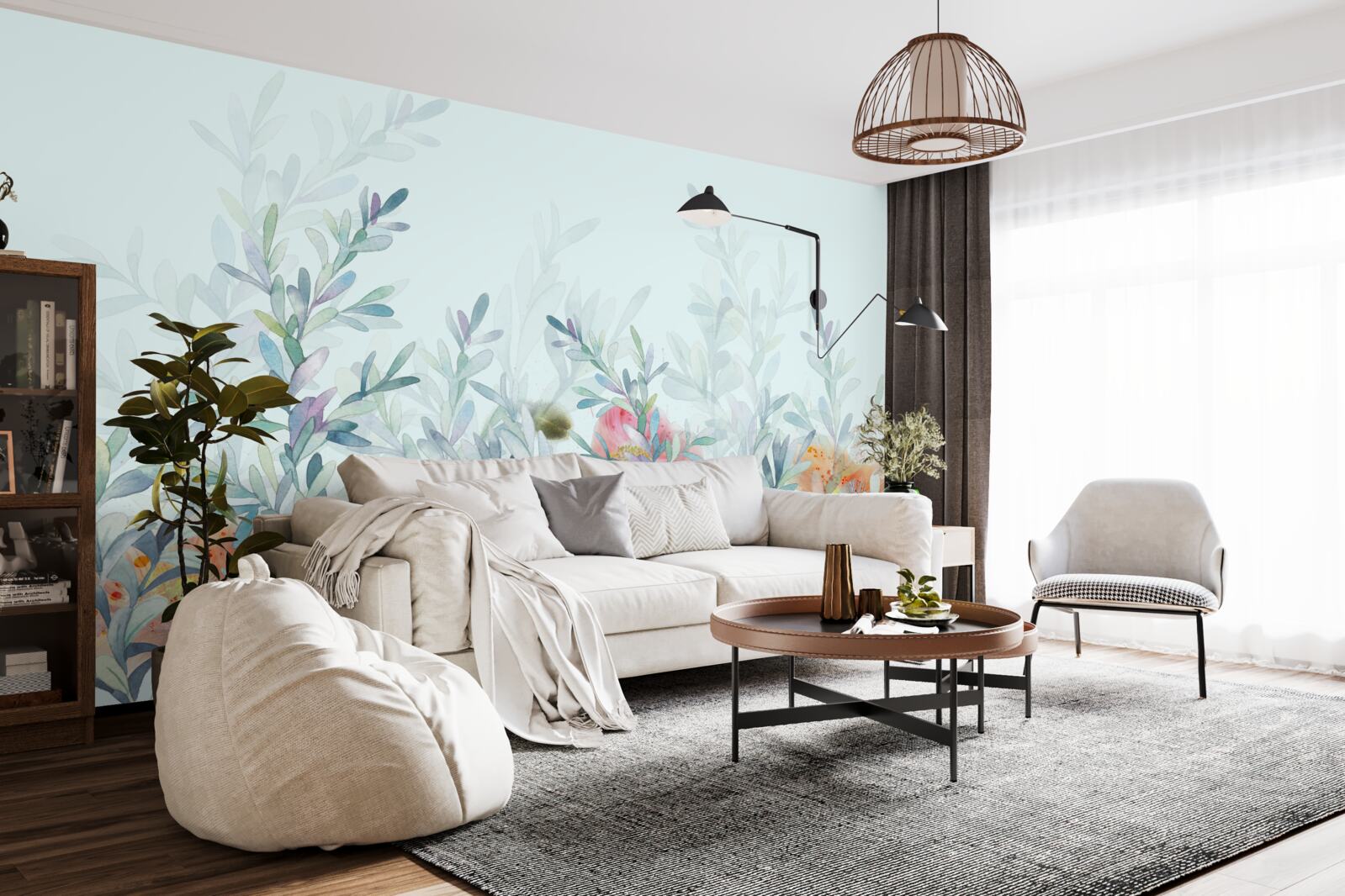 Фотошпалери квіти з ніжним, небесним відтінком