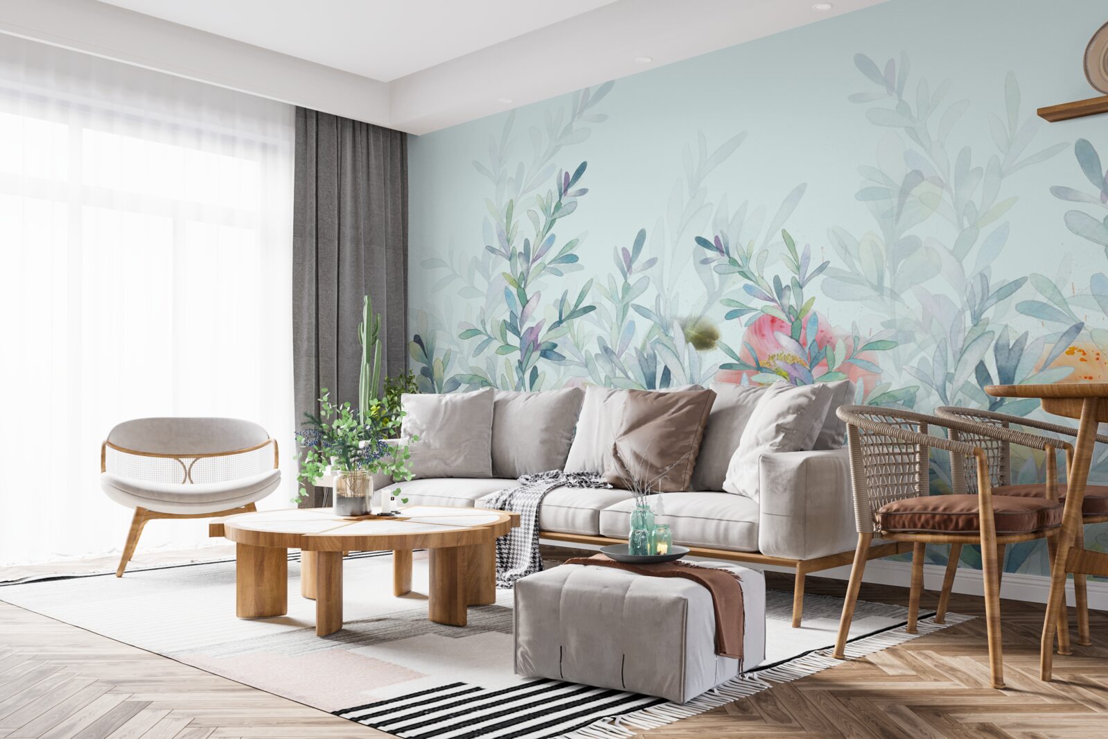 Фотошпалери квіти з ніжним, небесним відтінком