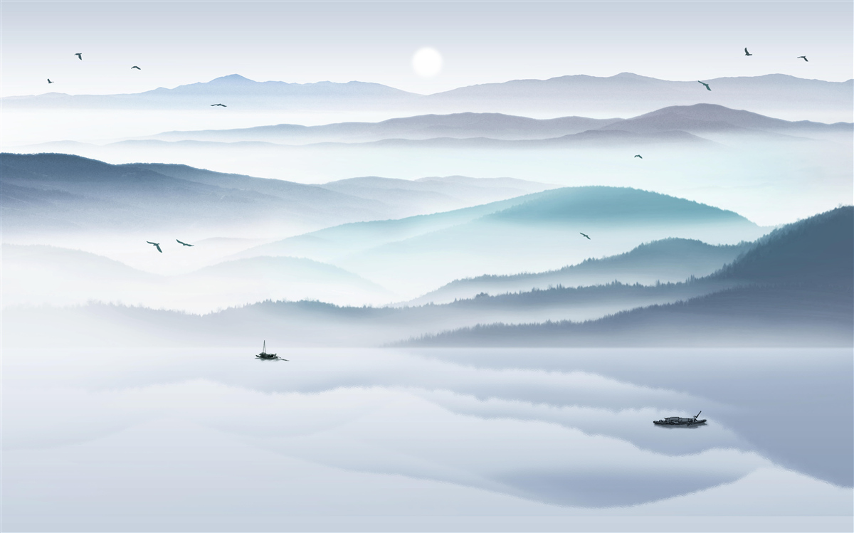 Фотошпалери насувається туман, вкриваючи гірську річку густою пеленою