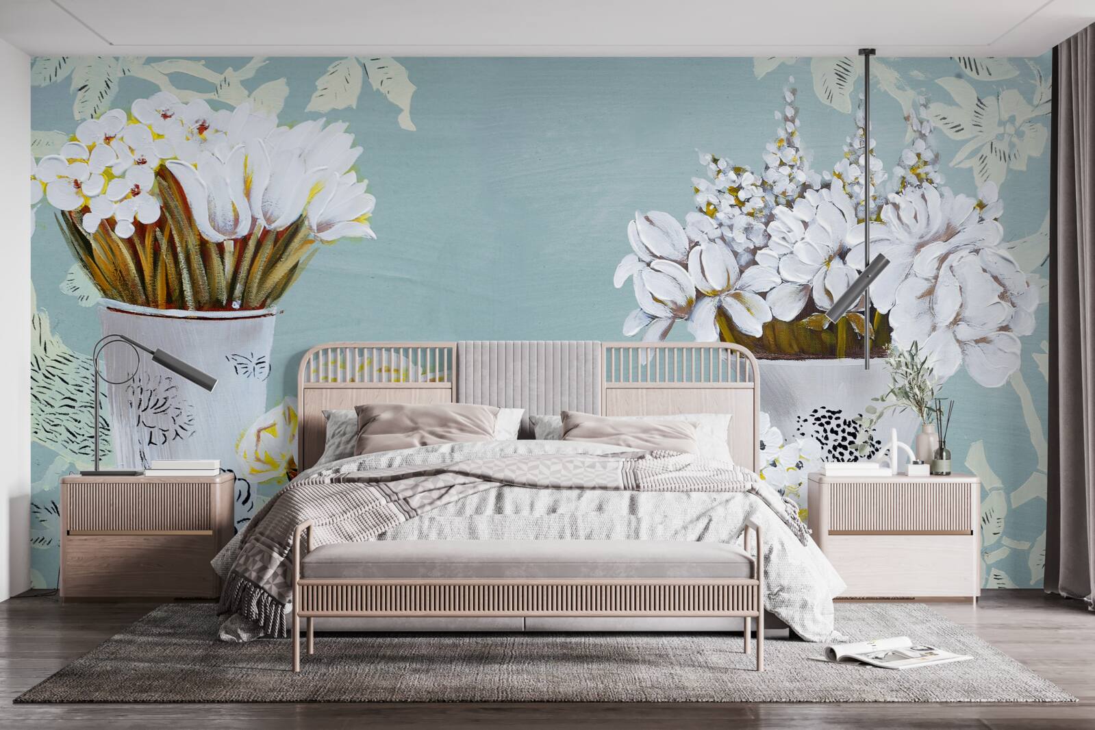 Фотошпалери вази з букетами квітів