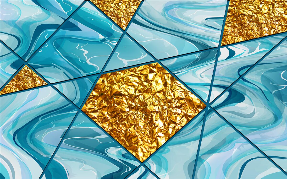 Фотошпалери небо блакитне, розфокусоване, прикрашене золотими акцентами