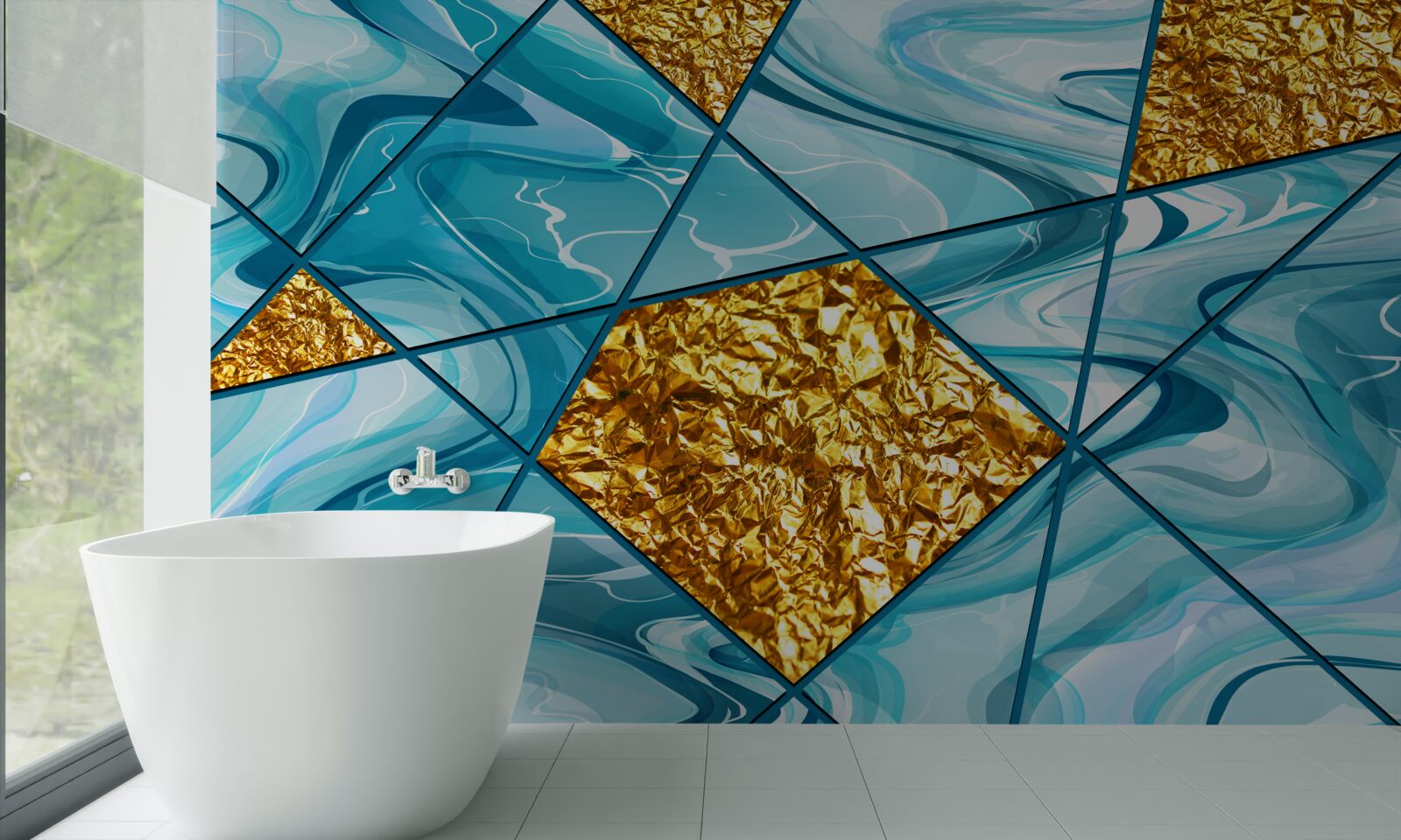 Фотошпалери небо блакитне, розфокусоване, прикрашене золотими акцентами