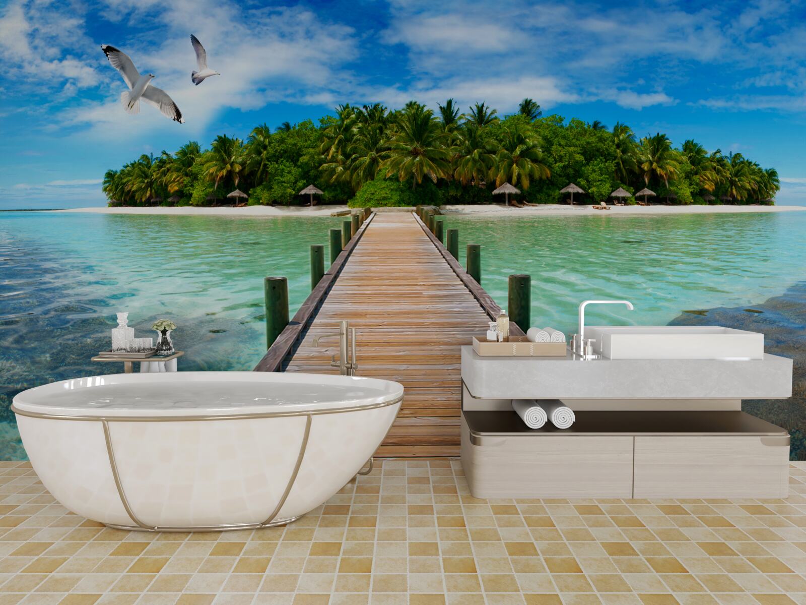 Фотошпалери дорога на тропічний острів