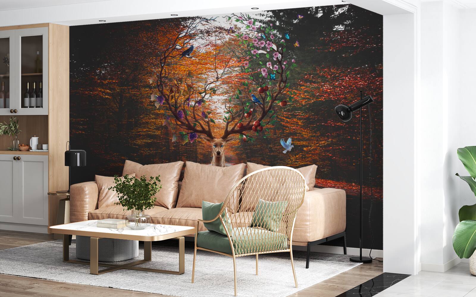 Фотошпалери осінній період та ідеальні роги дорослих оленів