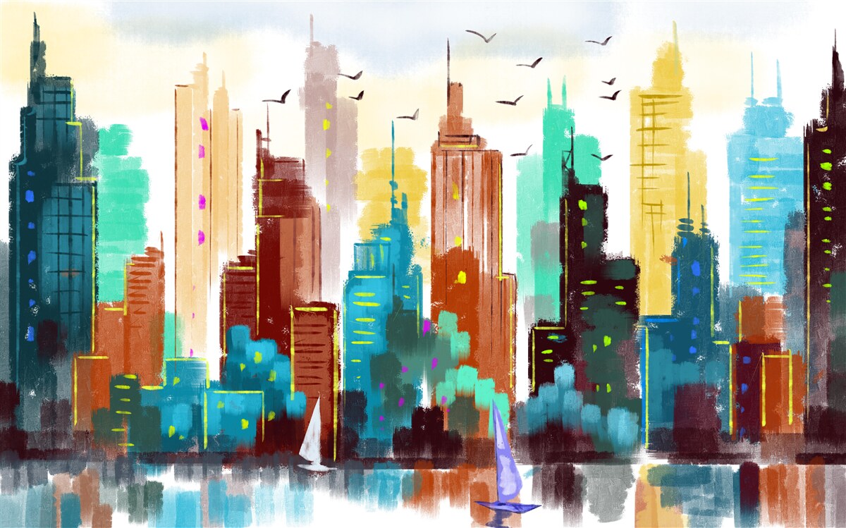 Фотошпалери абстрактне зображення сучасного міста