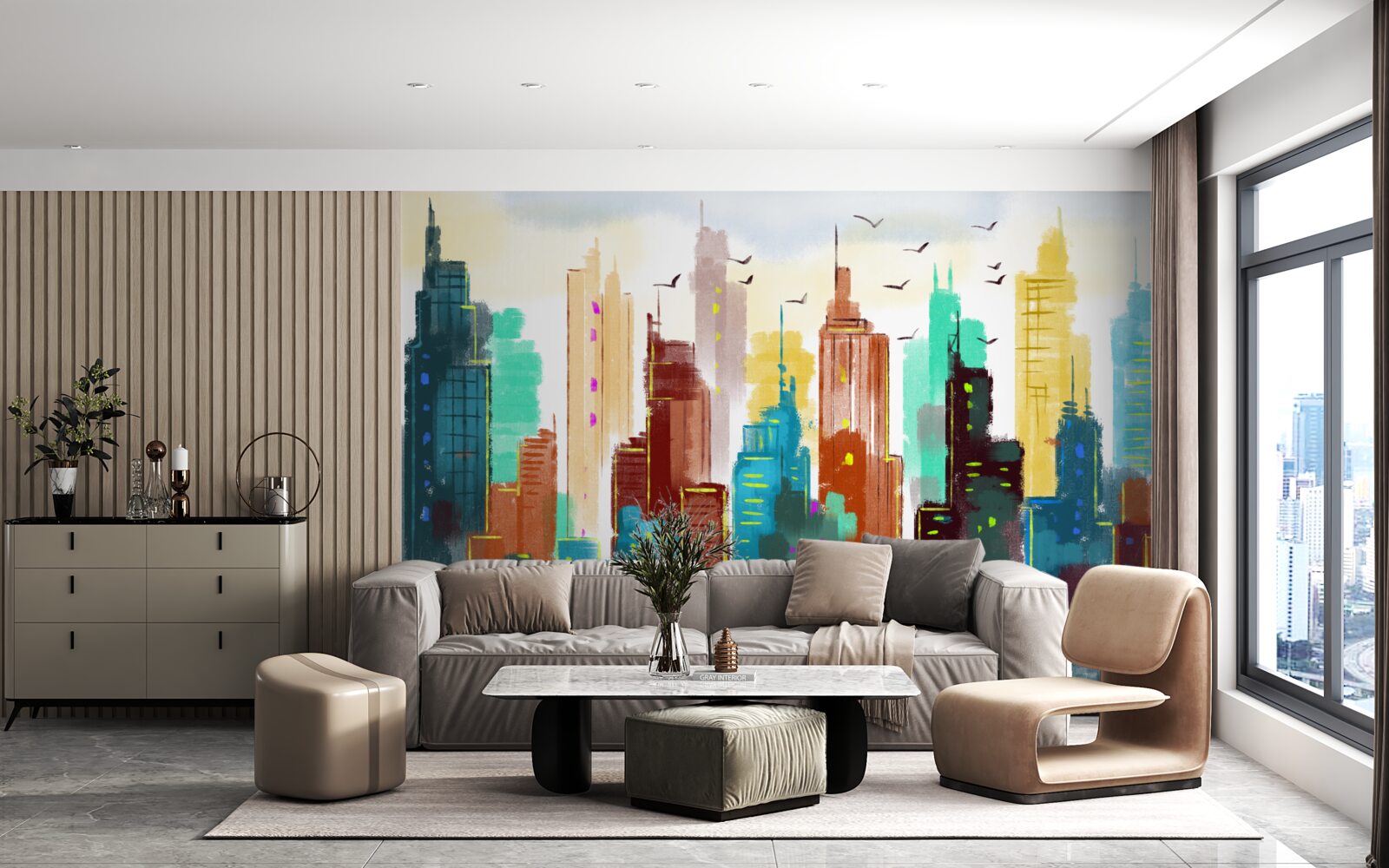 Фотошпалери абстрактне зображення сучасного міста