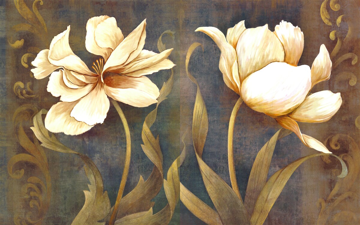 Фотошпалери дві великі бежеві квітки