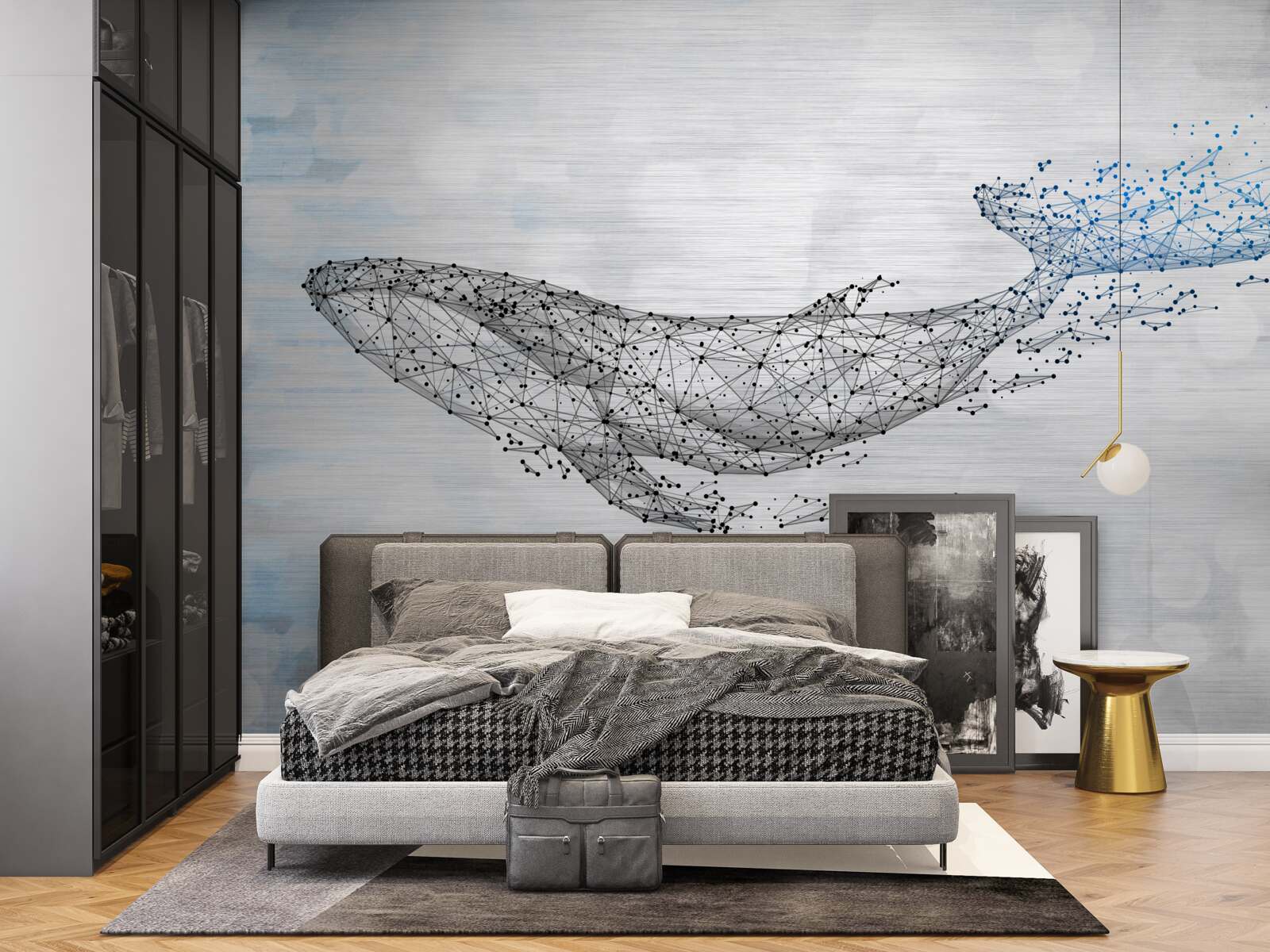 Фотошпалери білий кит у метаморфозах абстракції