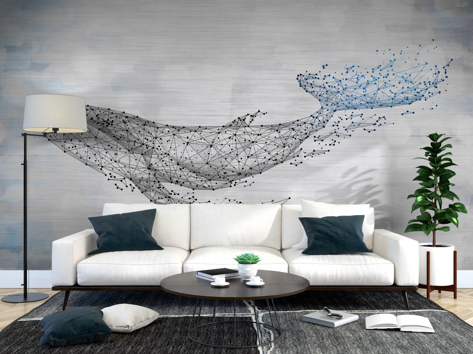 Фотошпалери білий кит у метаморфозах абстракції