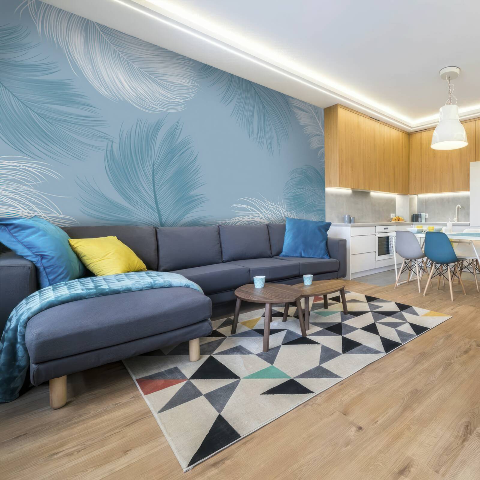 Фотошпалери м'яке пір'яне тло кольору неба