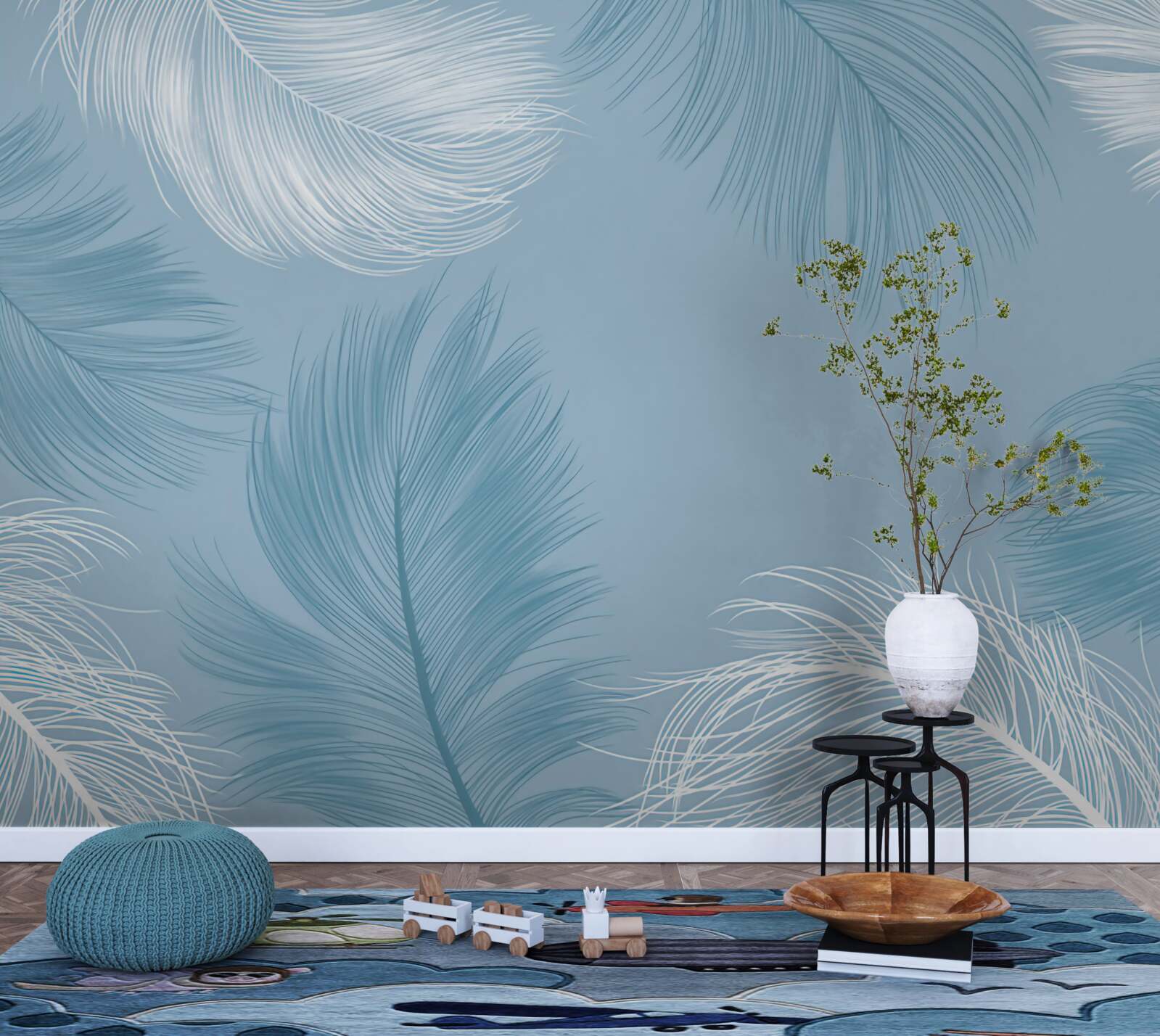 Фотошпалери м'яке пір'яне тло кольору неба