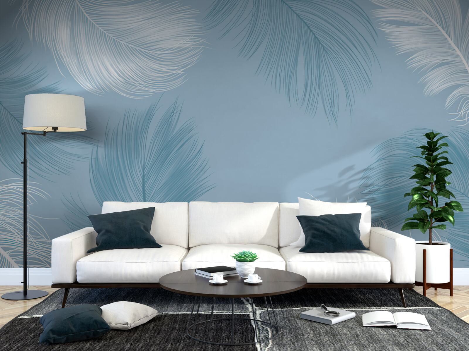 Фотошпалери м'яке пір'яне тло кольору неба