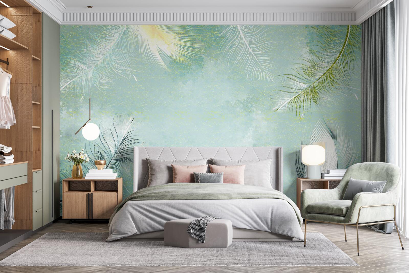 Фотошпалери витончена витонченість бірюзового пера