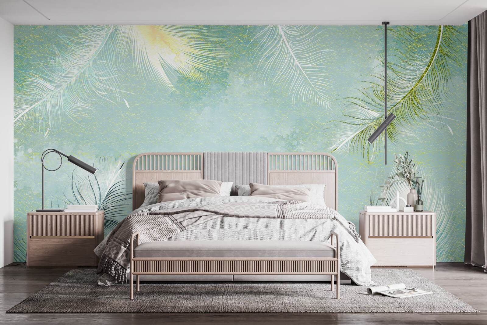 Фотошпалери витончена витонченість бірюзового пера