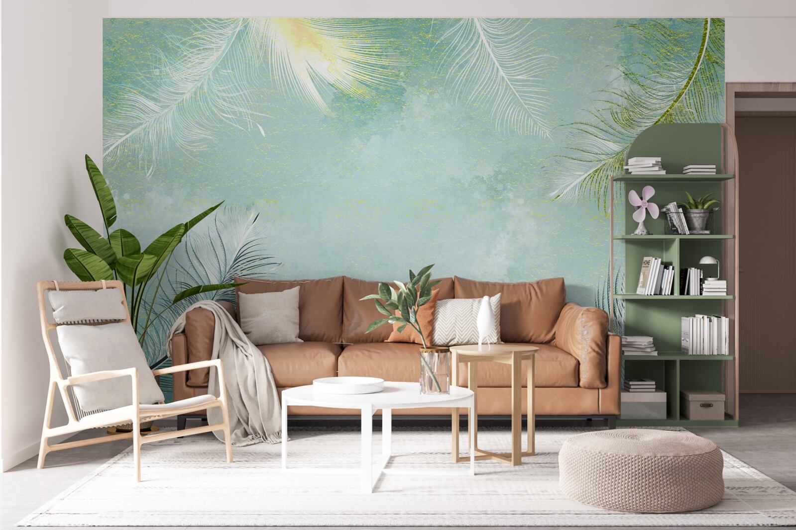 Фотошпалери витончена витонченість бірюзового пера