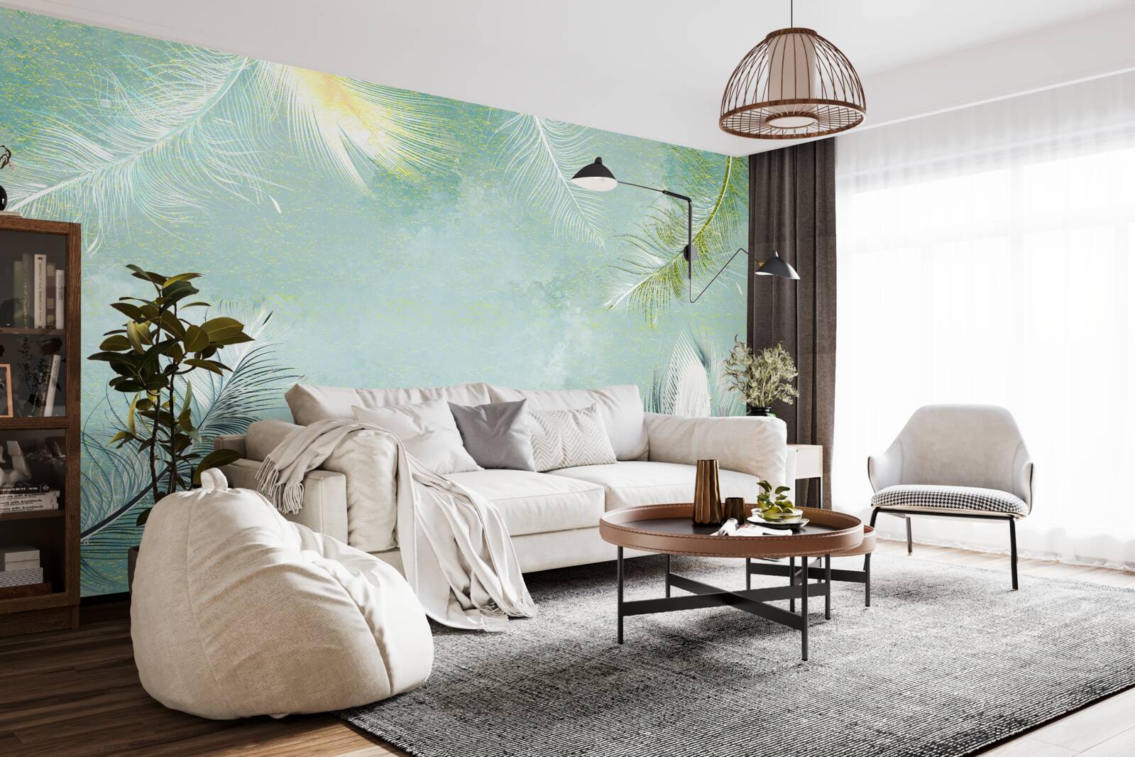 Фотошпалери витончена витонченість бірюзового пера