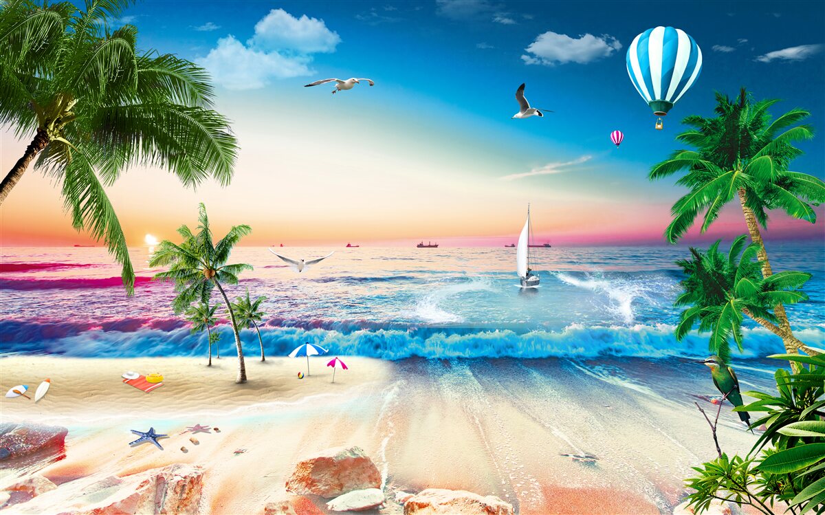 Фотошпалери морський живопис з хвилею