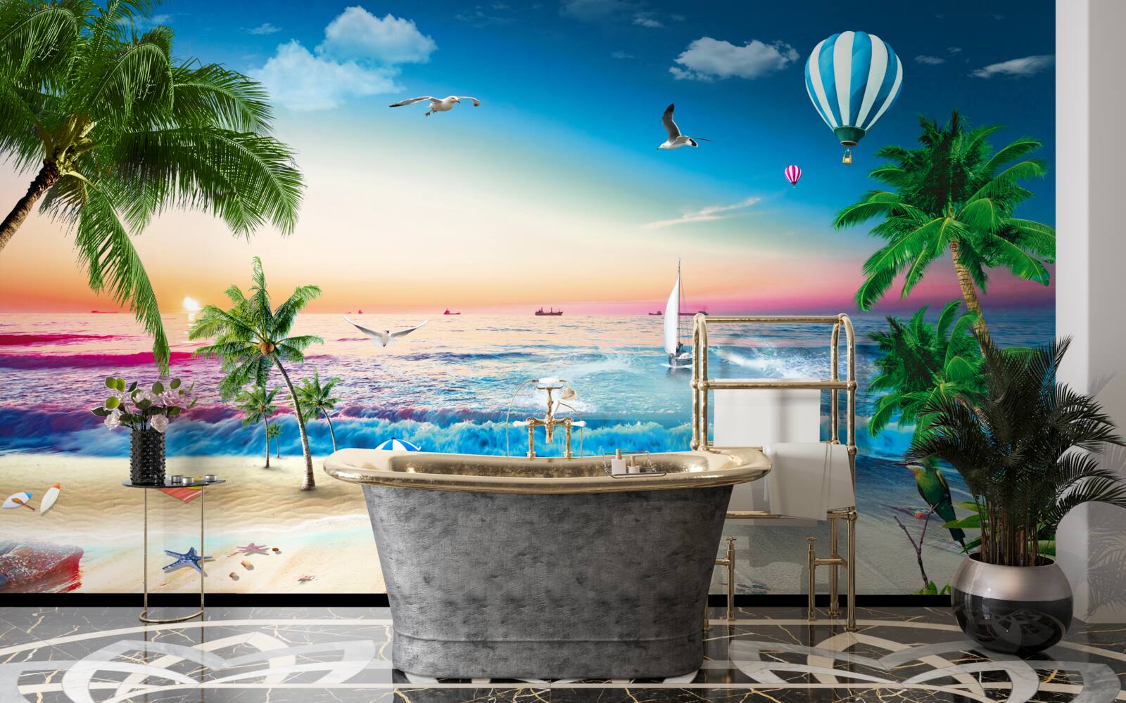 Фотошпалери морський живопис з хвилею