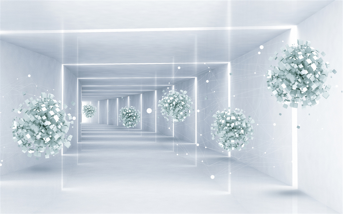 Фотошпалери вид на тунель і сфери, що тягнуться вдалину