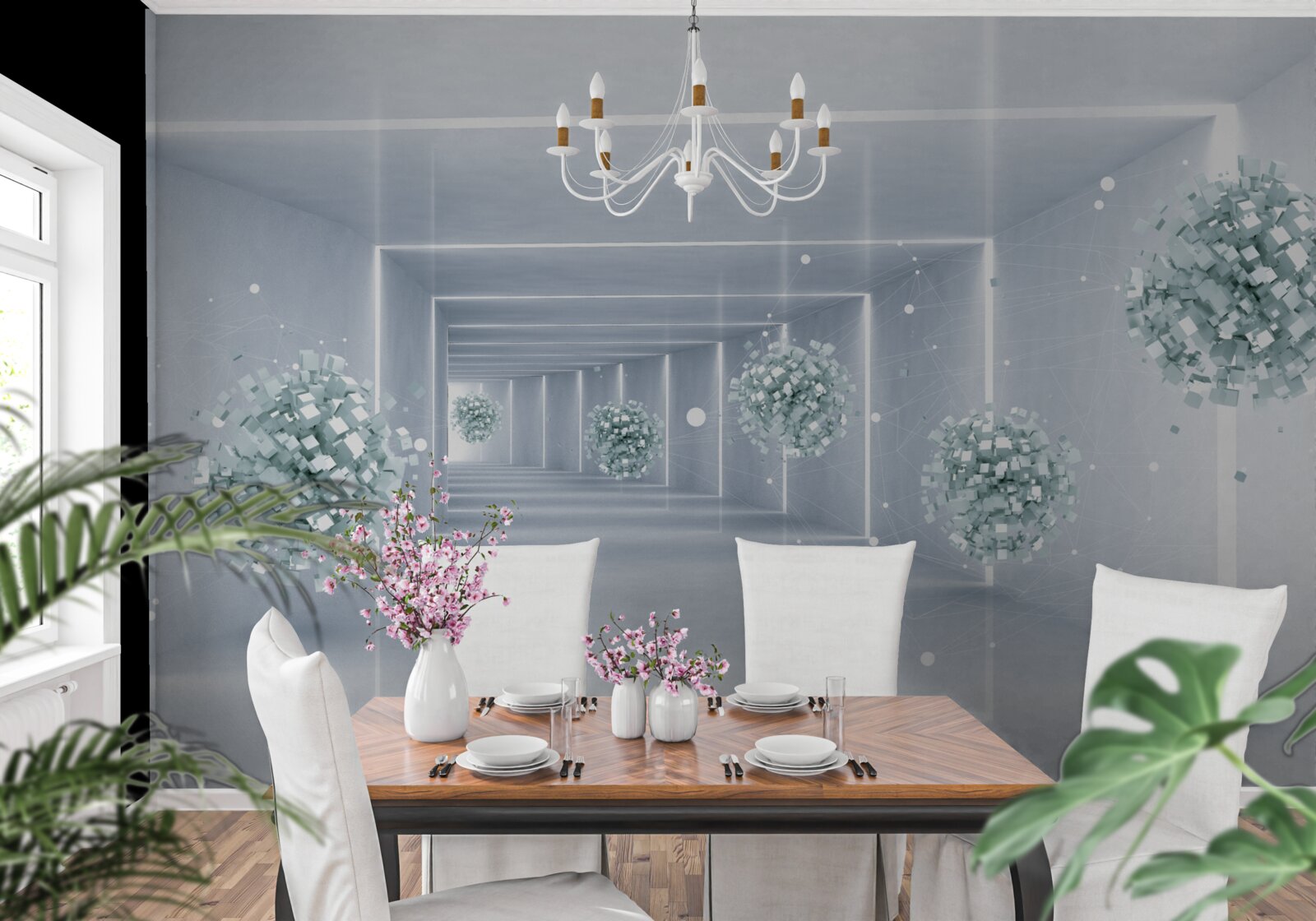 Фотошпалери вид на тунель і сфери, що тягнуться вдалину