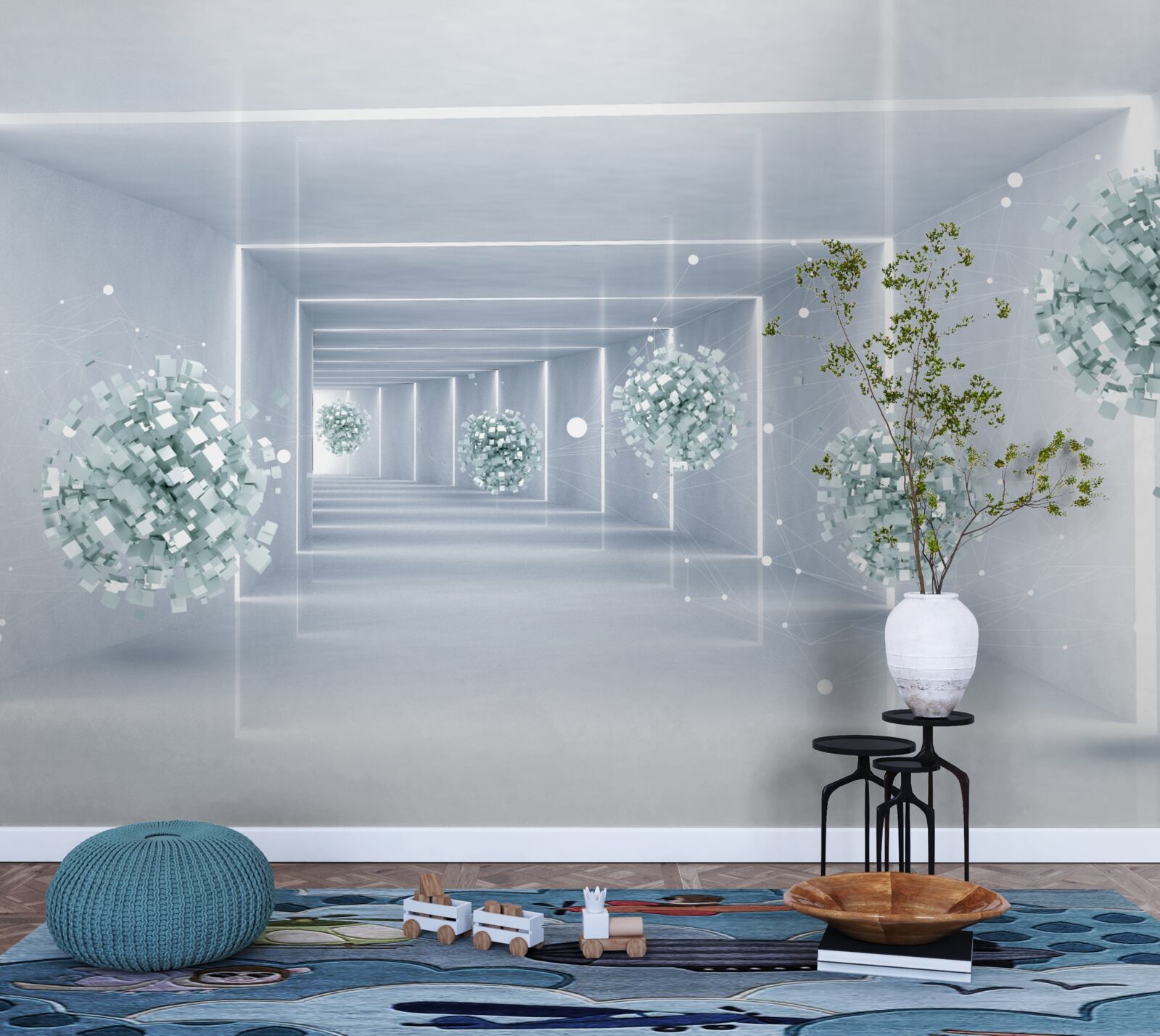 Фотошпалери вид на тунель і сфери, що тягнуться вдалину