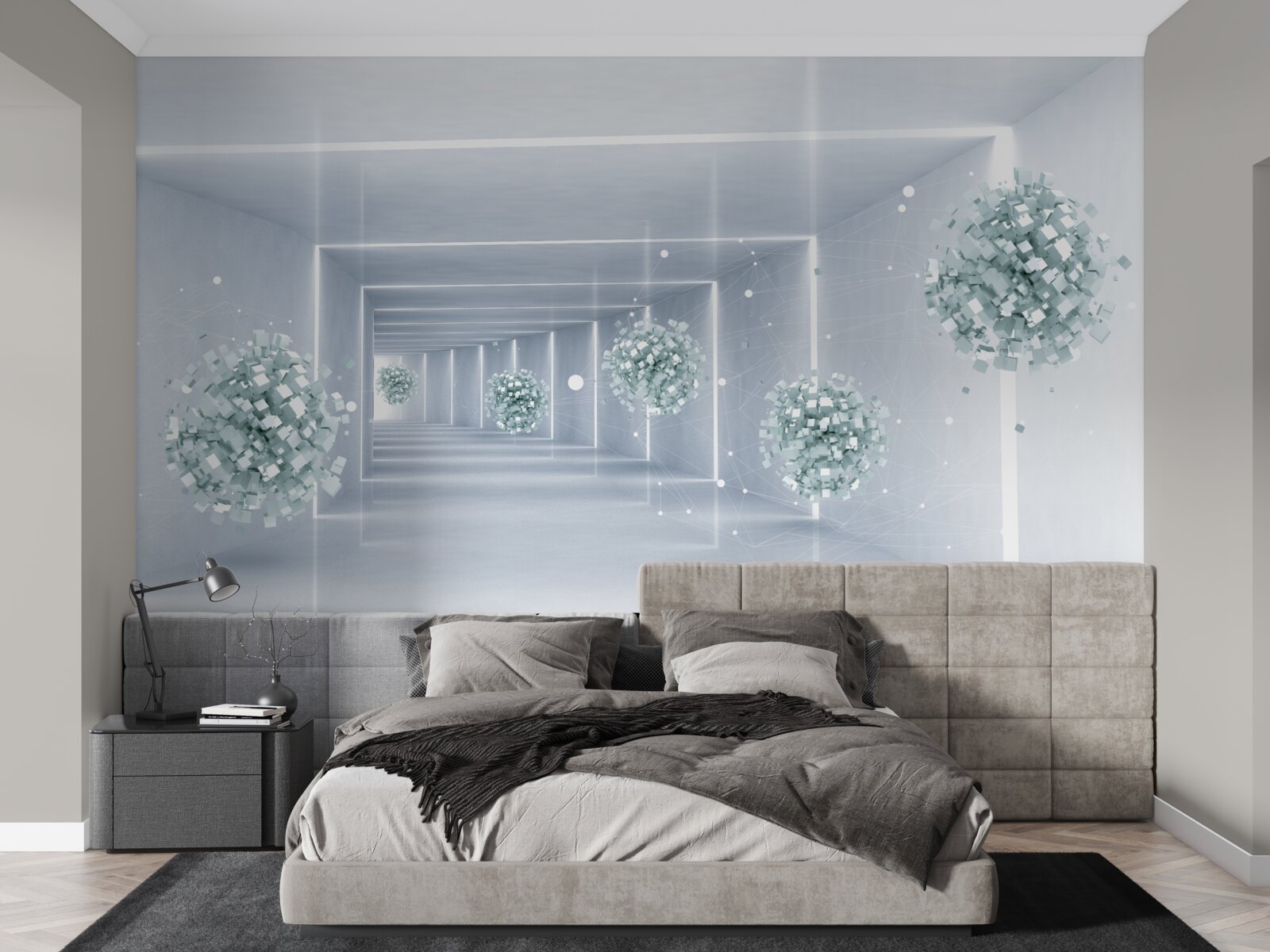 Фотошпалери вид на тунель і сфери, що тягнуться вдалину