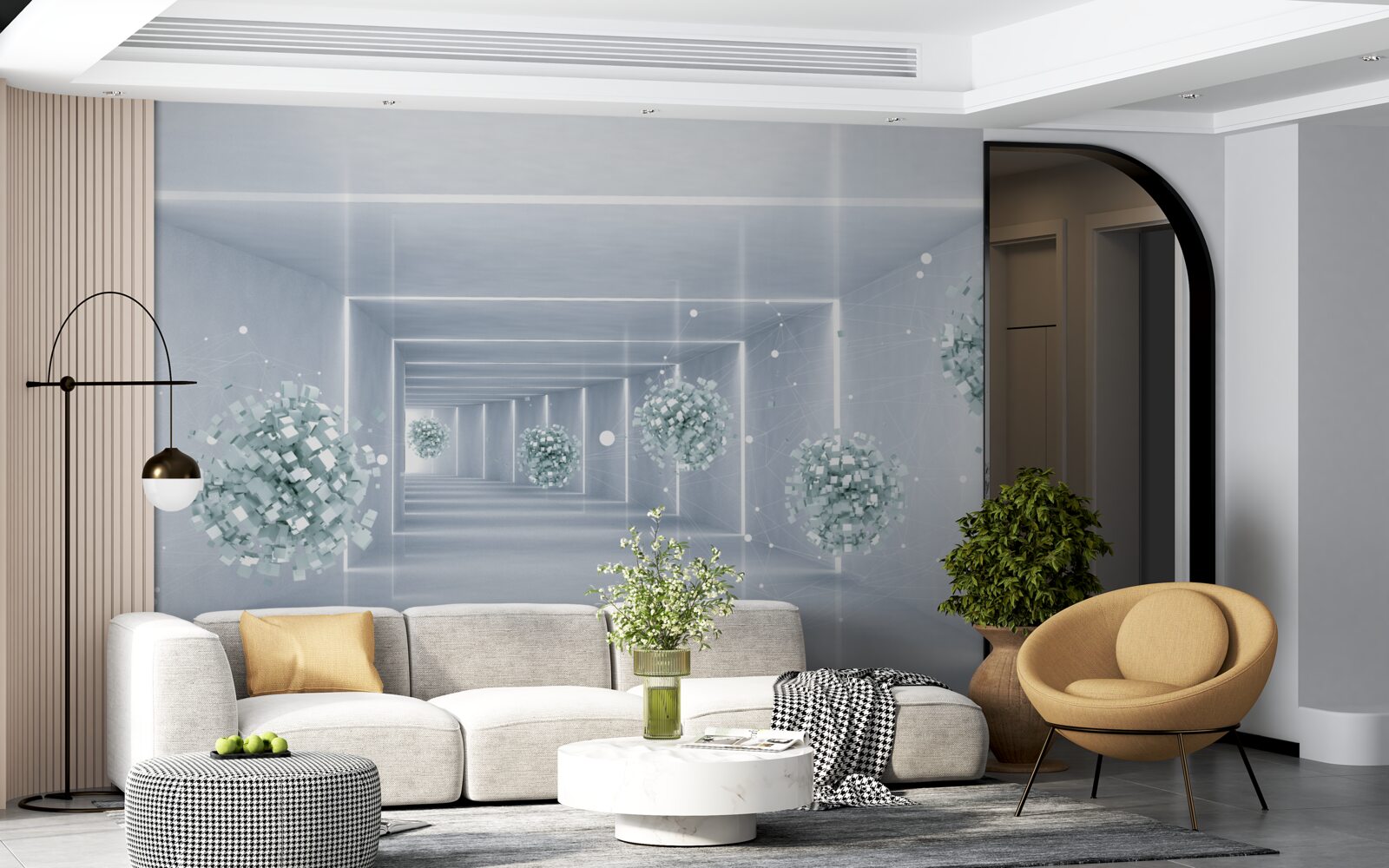 Фотошпалери вид на тунель і сфери, що тягнуться вдалину