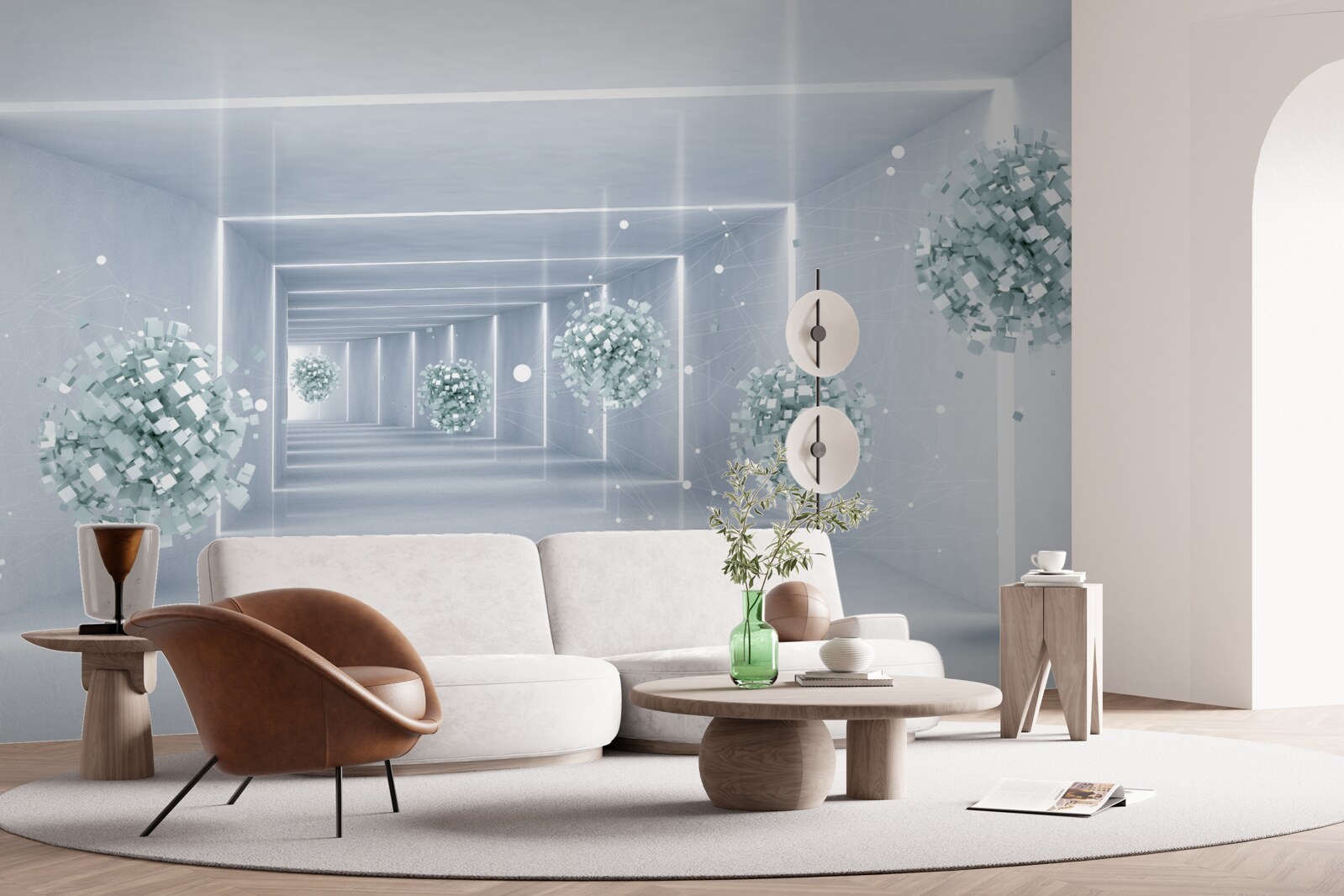 Фотошпалери вид на тунель і сфери, що тягнуться вдалину