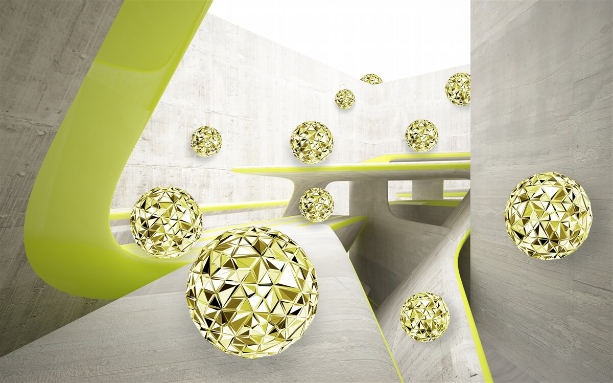 Фотошпалери золоті кульки котяться вниз