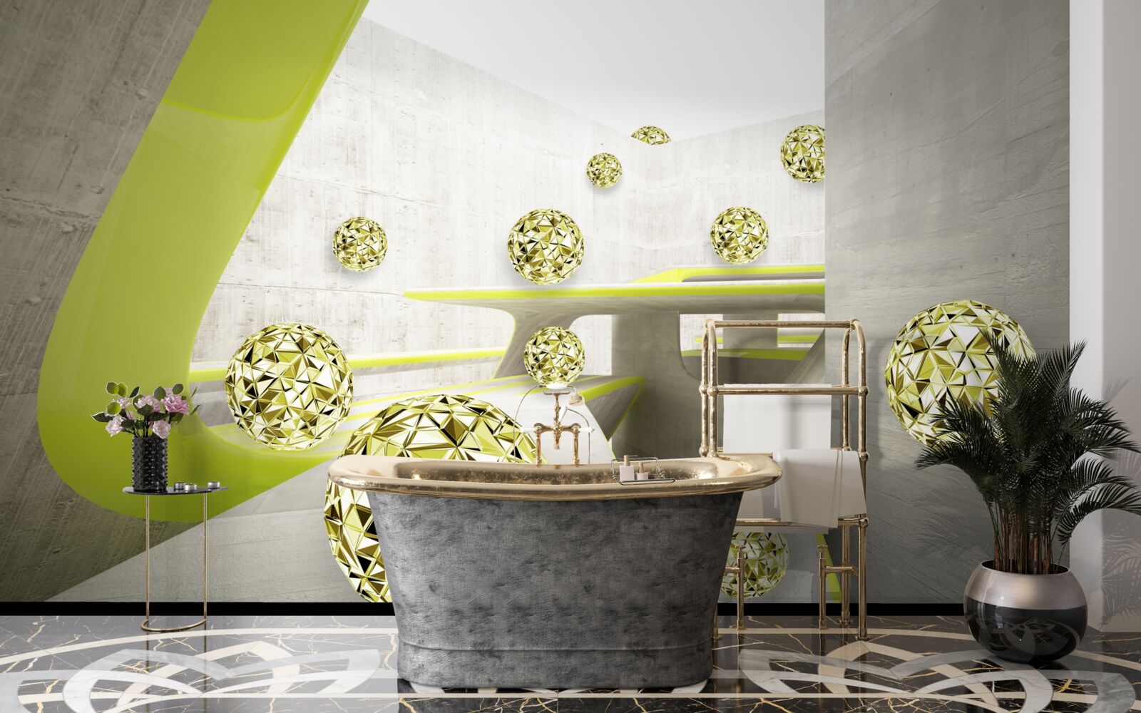 Фотошпалери золоті кульки котяться вниз