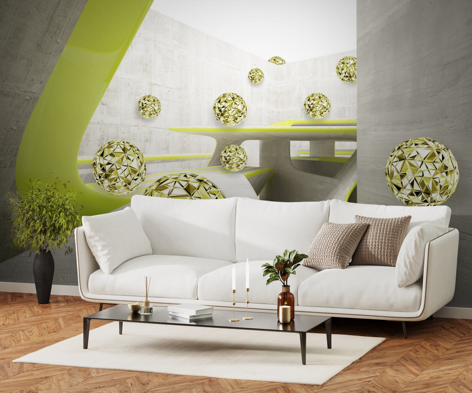 Фотошпалери золоті кульки котяться вниз