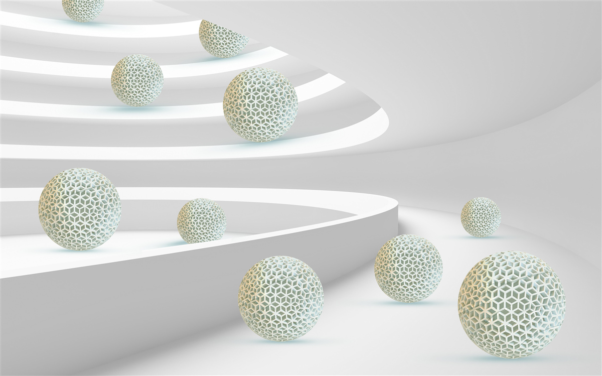 Фотошпалери кульки падають вниз по круговим доріжкам