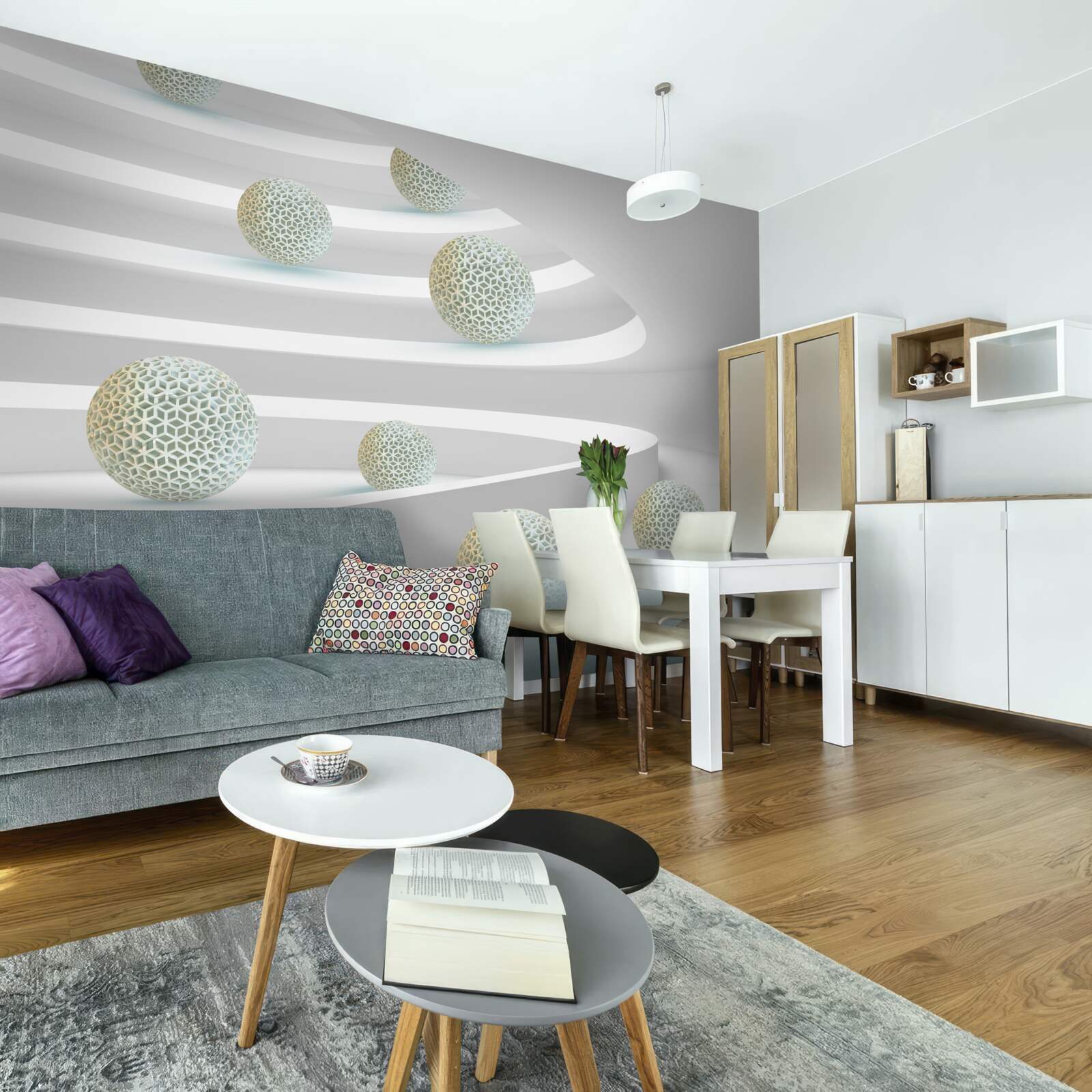 Фотошпалери кульки падають вниз по круговим доріжкам