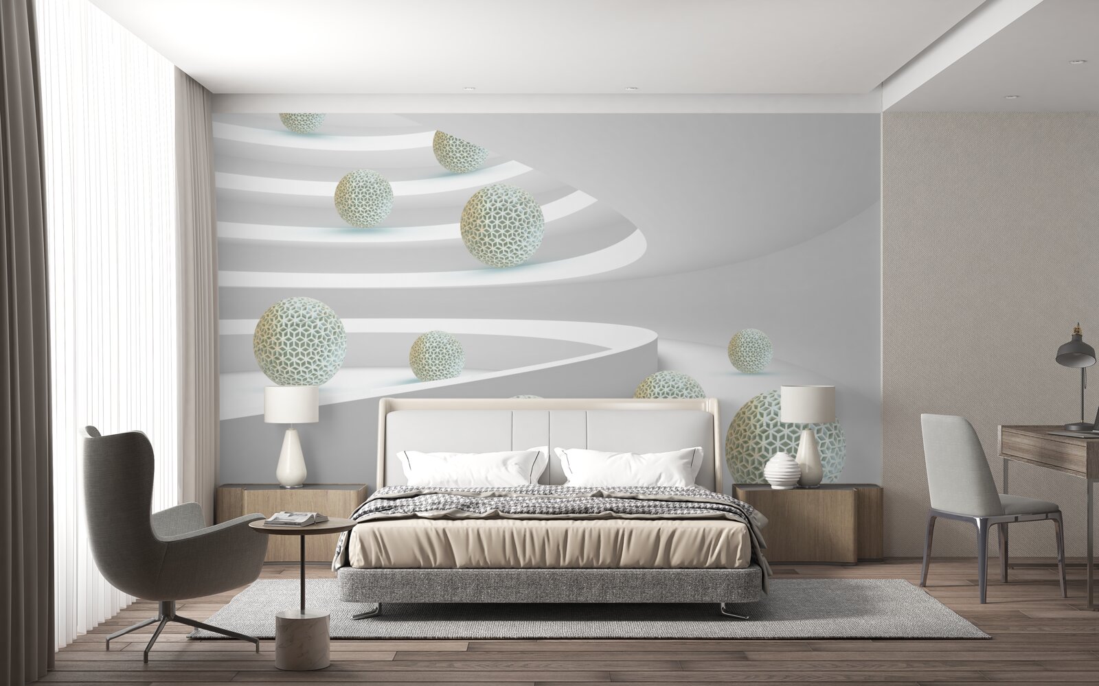 Фотошпалери кульки падають вниз по круговим доріжкам