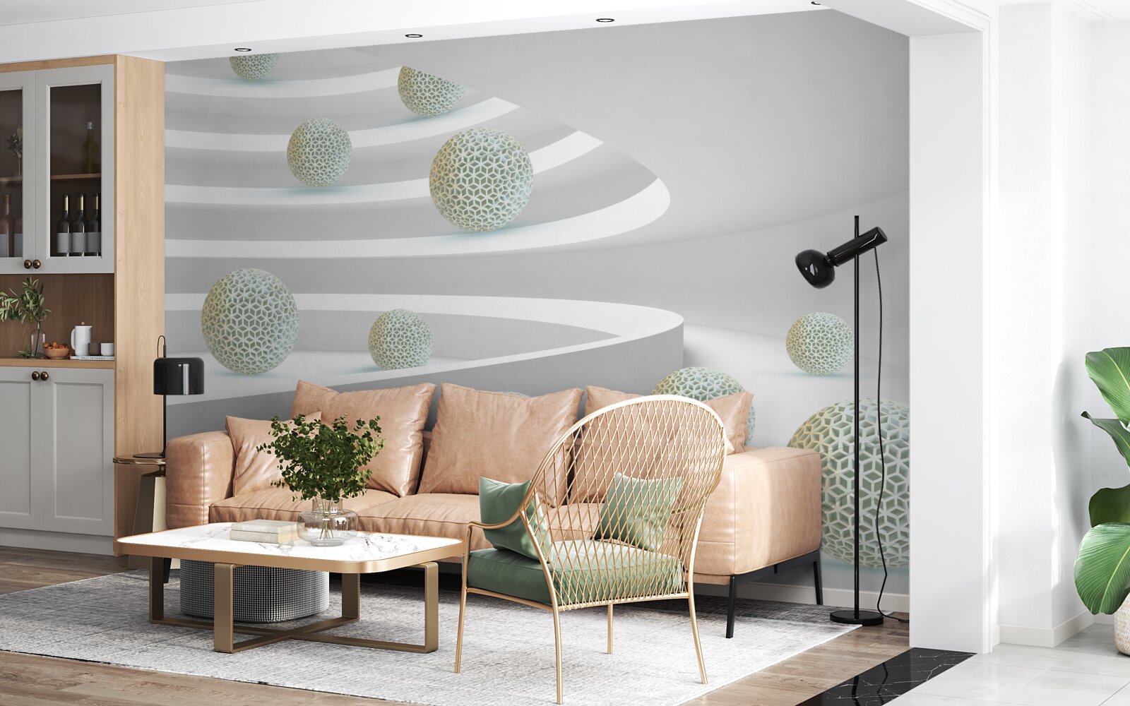 Фотошпалери кульки падають вниз по круговим доріжкам