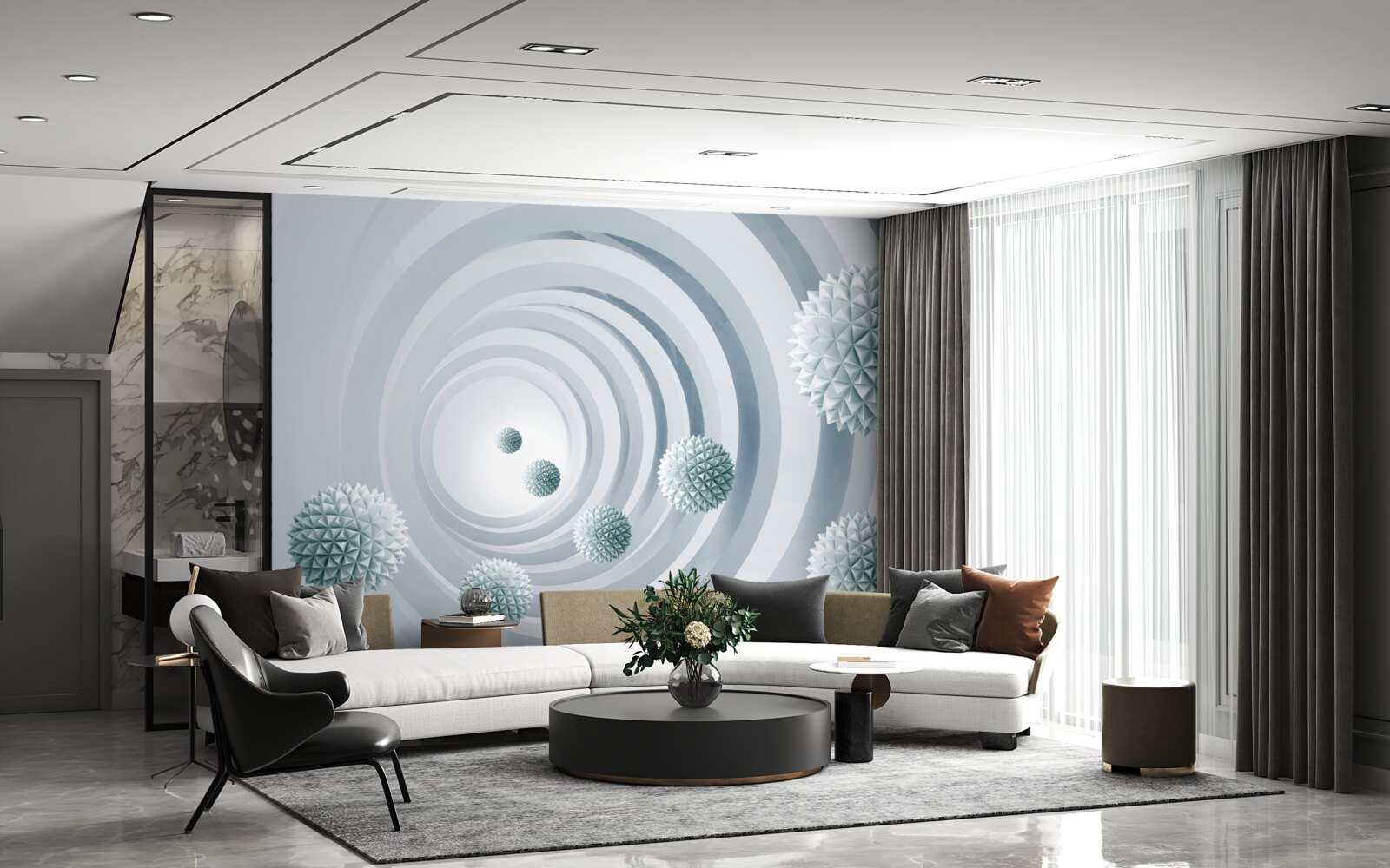 Фотошпалери кулі зникають у круговому проході