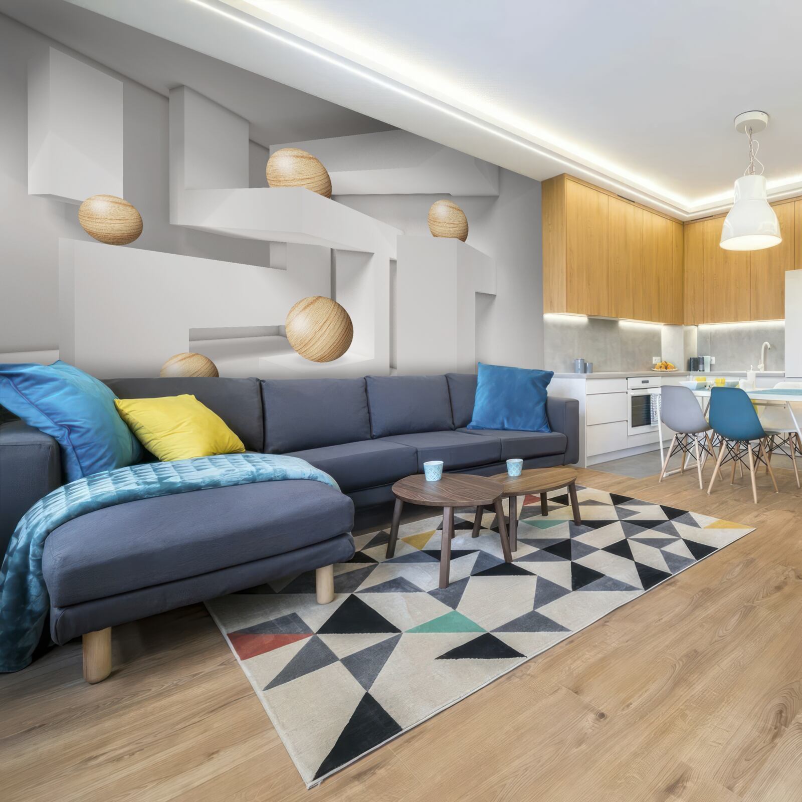 Фотошпалери золоті кулі на плінтусах