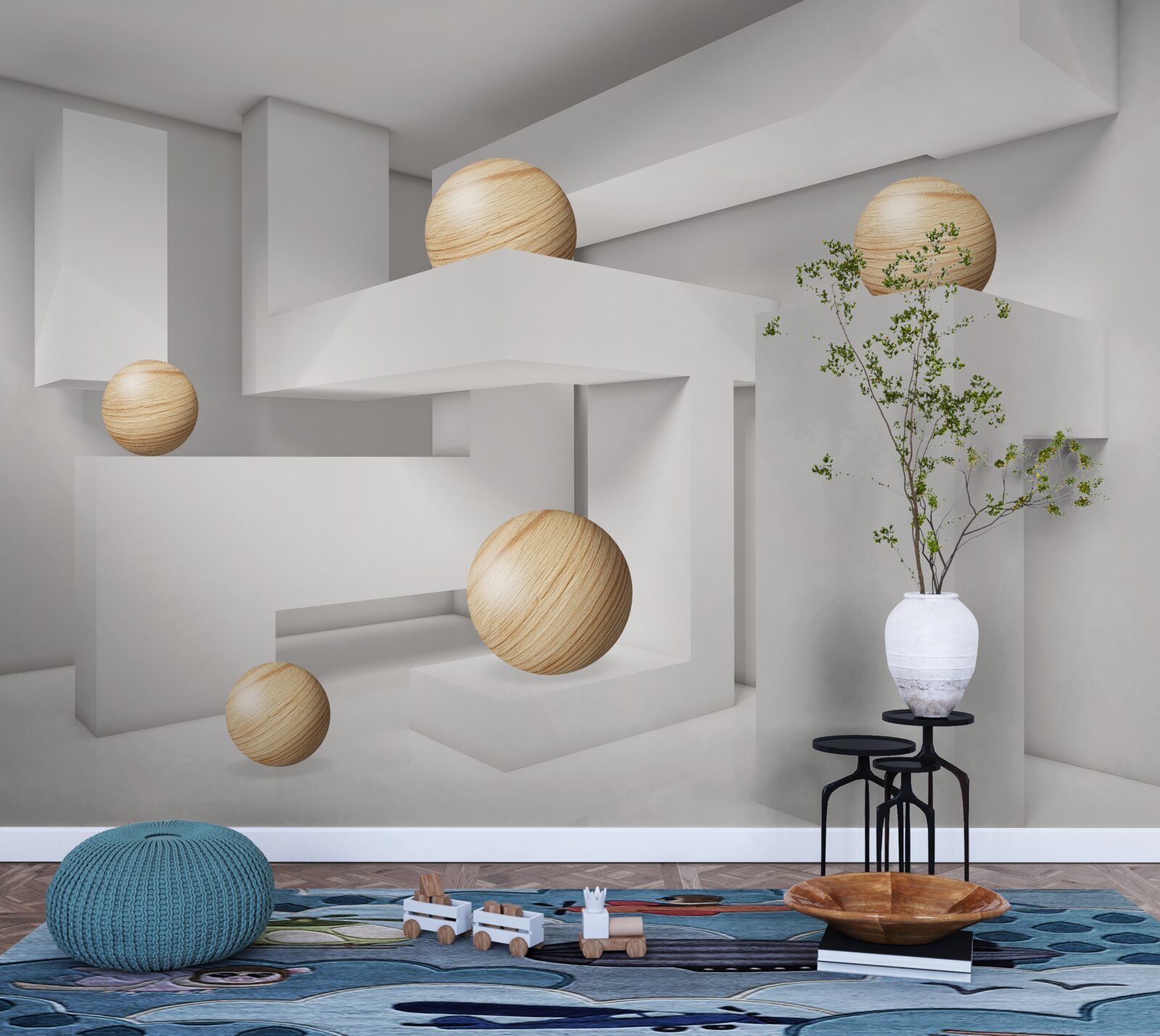 Фотошпалери золоті кулі на плінтусах