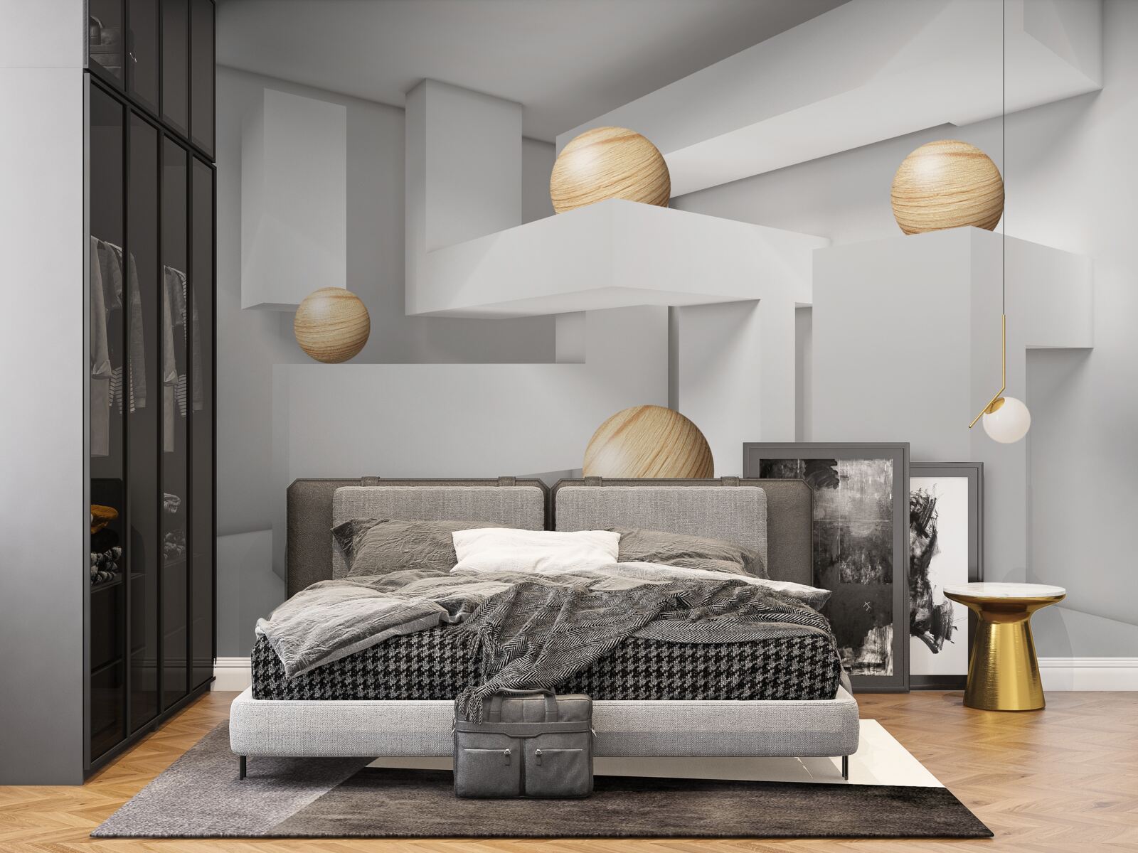 Фотошпалери золоті кулі на плінтусах